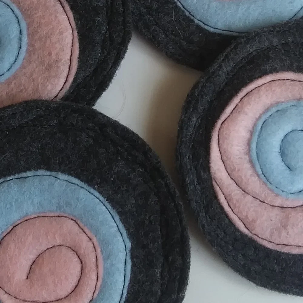 Handcrafted | Freeform Stitched Felt Coaster Set#8